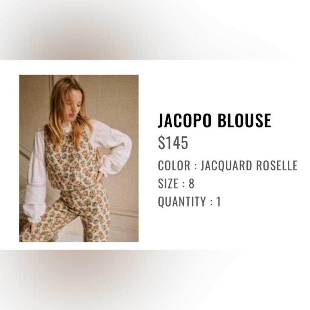 Sezane Jacopo Blouse Jacquard Roselle - Size 8